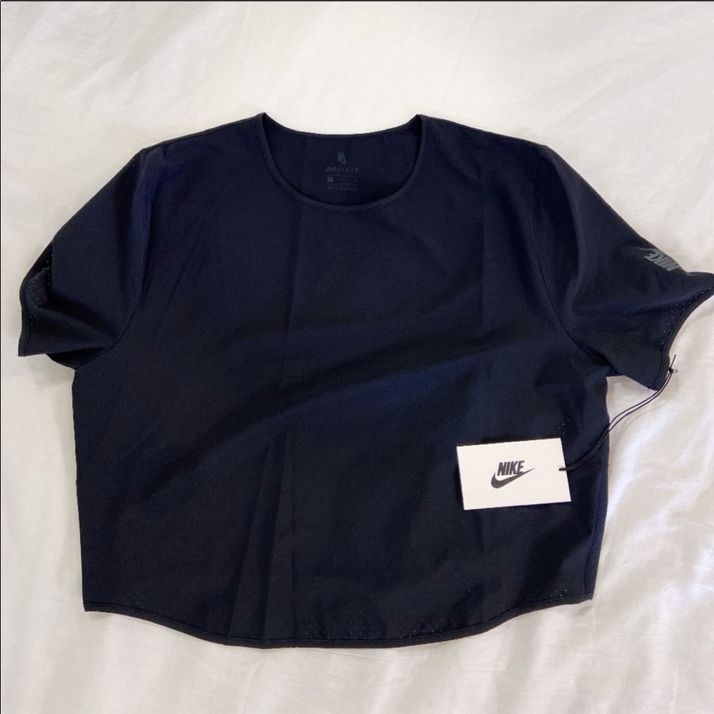 Nike AH7222-101 Dri Fit Crop Top Black NWT